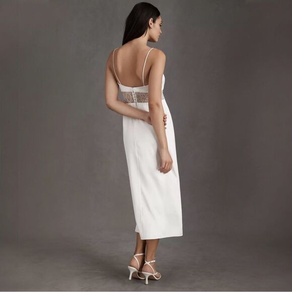 Sachin + Babi‎ White Satin Bridal Midi Slip Dress Size 0 - Picture 3 of 14